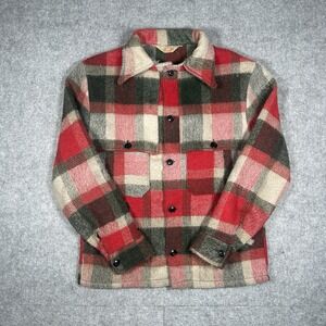 Vintage Big Bill Hunting Jacket Men's Size Medium Wool Blend Red Plaid 70s-80s